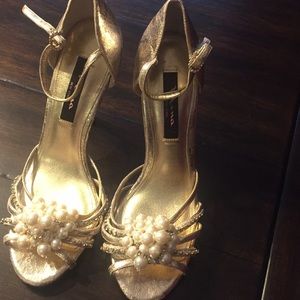 Nina gold embellished heels